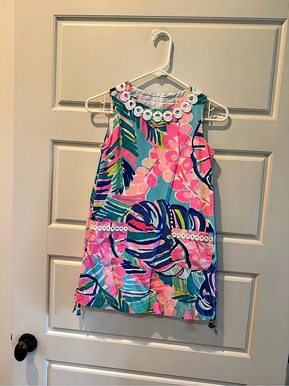 Lilly Pulitzer Girls Floral Dress Pink & Green Girls 10 Like New